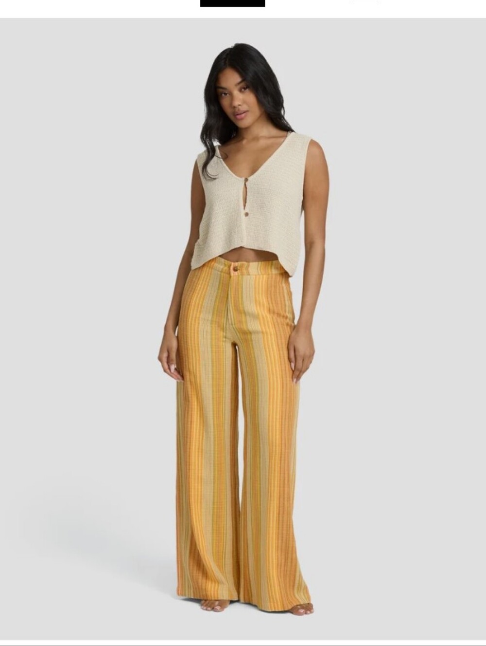 Billabong Yellow Striped Wide-Leg Pants